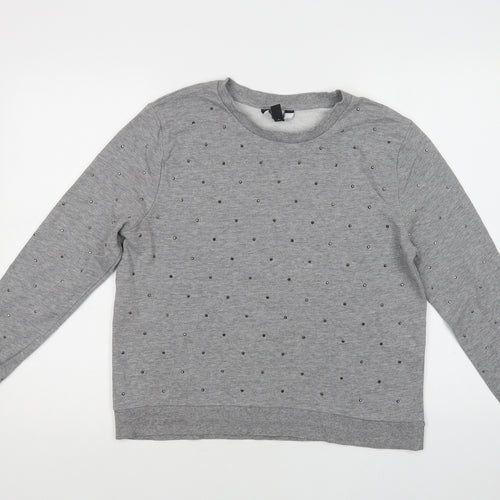 New Look Womens Grey  Cotton Pullover Sweatshirt Size 14