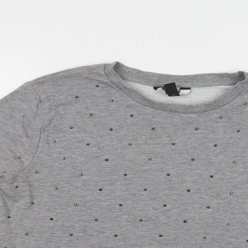 New Look Womens Grey  Cotton Pullover Sweatshirt Size 14