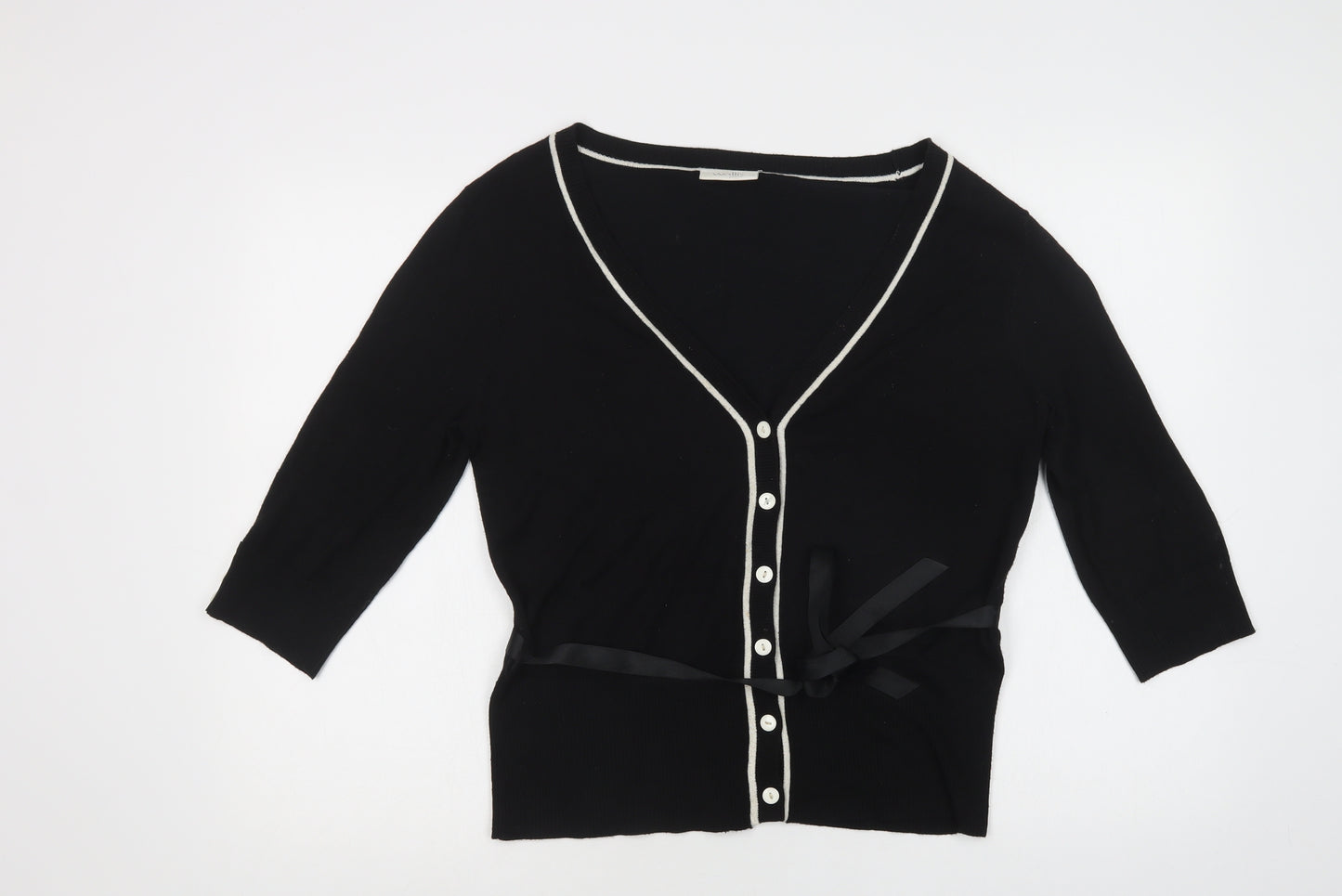 Wallis Womens Black V-Neck  Viscose Cardigan Jumper Size 14