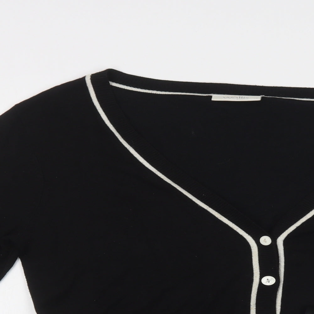 Wallis Womens Black V-Neck  Viscose Cardigan Jumper Size 14