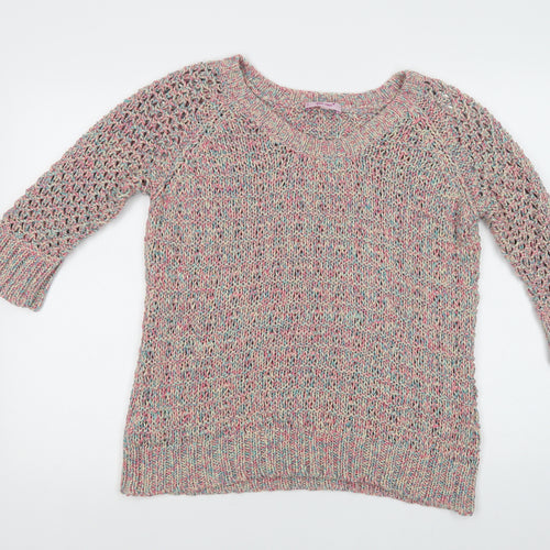 Per Una Womens Multicoloured Crew Neck  Cotton Pullover Jumper Size 18