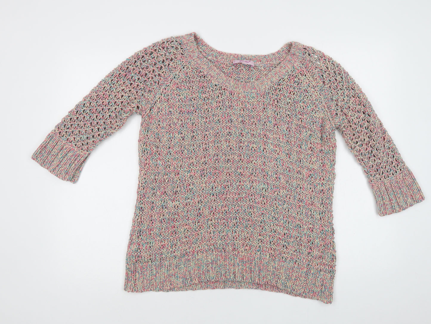 Per Una Womens Multicoloured Crew Neck  Cotton Pullover Jumper Size 18