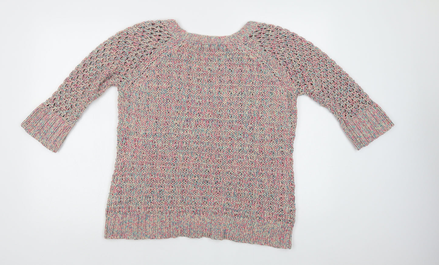 Per Una Womens Multicoloured Crew Neck  Cotton Pullover Jumper Size 18