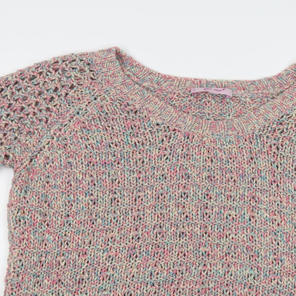 Per Una Womens Multicoloured Crew Neck  Cotton Pullover Jumper Size 18
