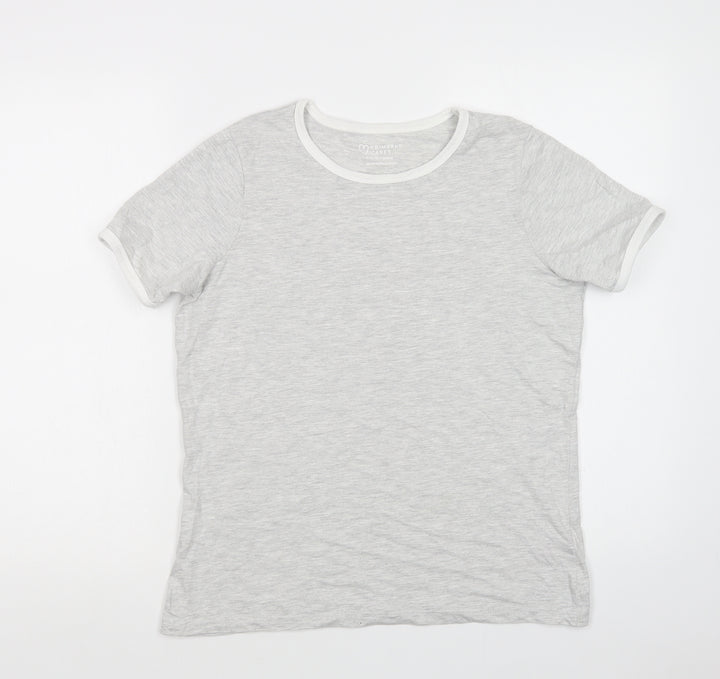 Primark Girls Grey  Cotton Ringer T-Shirt Size 13-14 Years Crew Neck