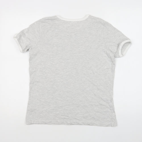 Primark Girls Grey  Cotton Ringer T-Shirt Size 13-14 Years Crew Neck