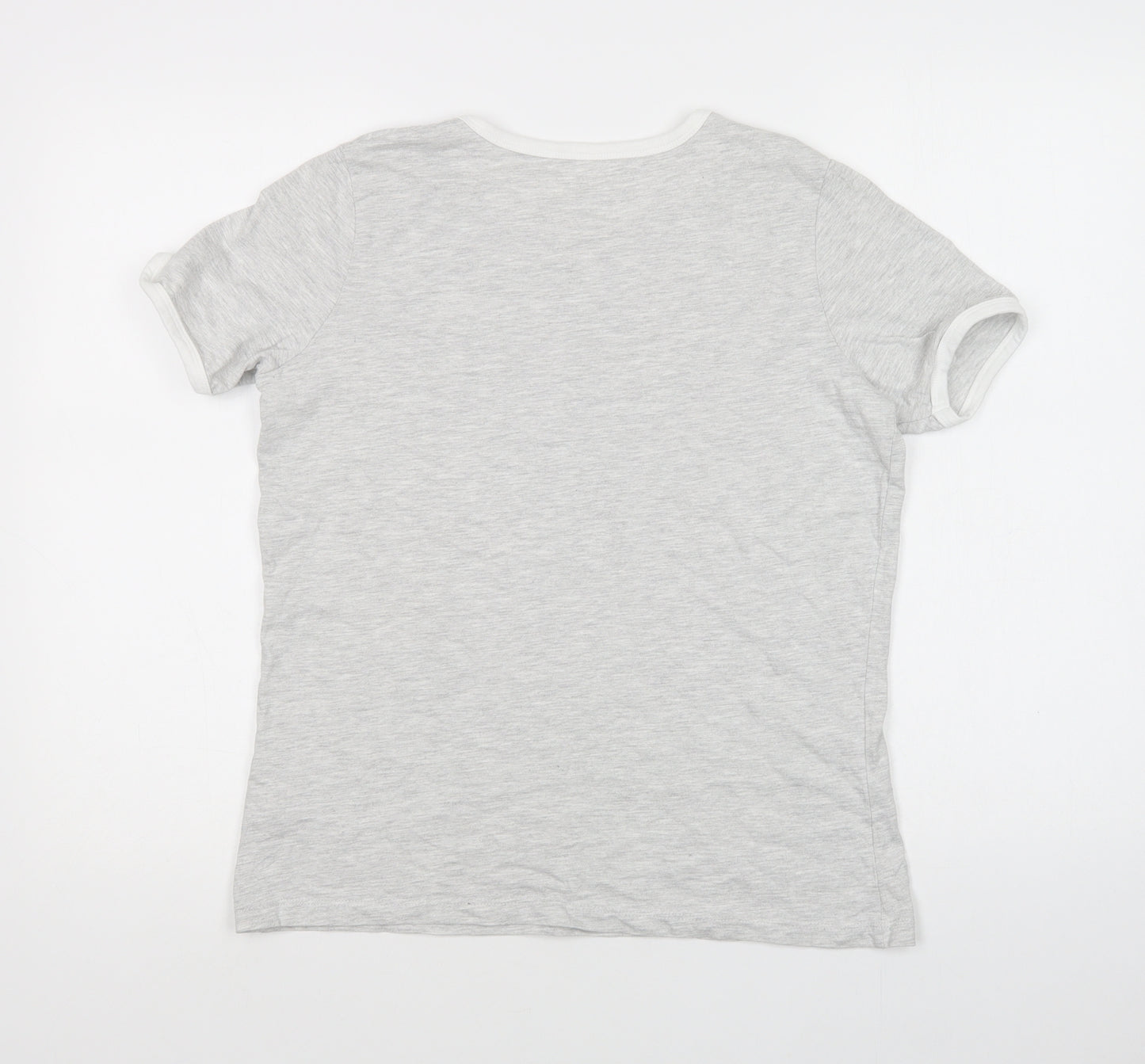 Primark Girls Grey  Cotton Ringer T-Shirt Size 13-14 Years Crew Neck