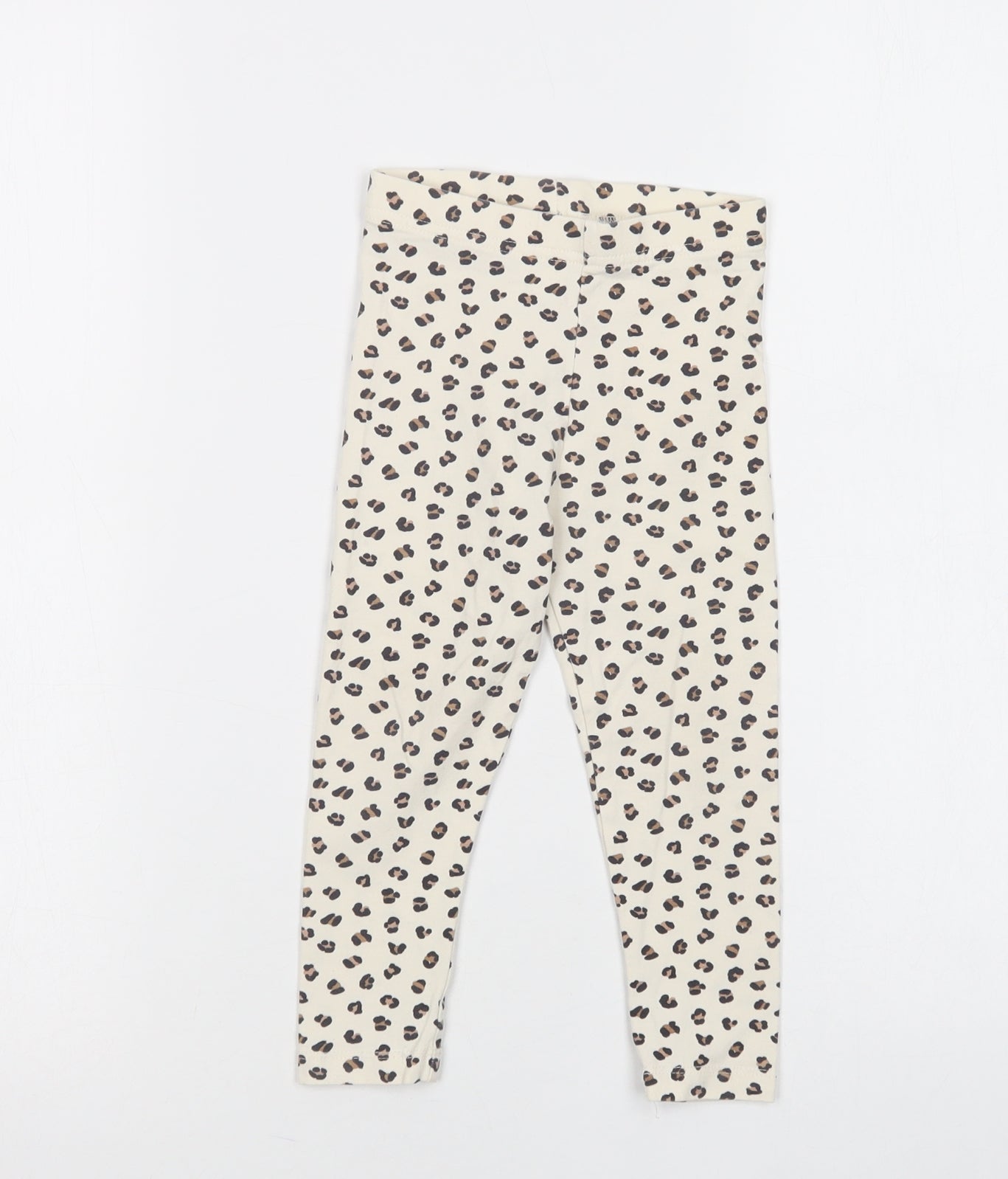 George Girls Ivory Animal Print Cotton Jegging Trousers Size 2-3 Years  Regular  - Leggings