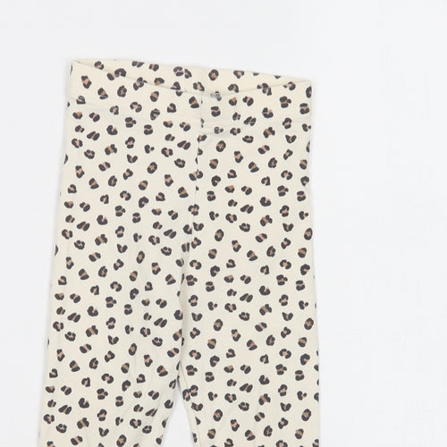 George Girls Ivory Animal Print Cotton Jegging Trousers Size 2-3 Years  Regular  - Leggings