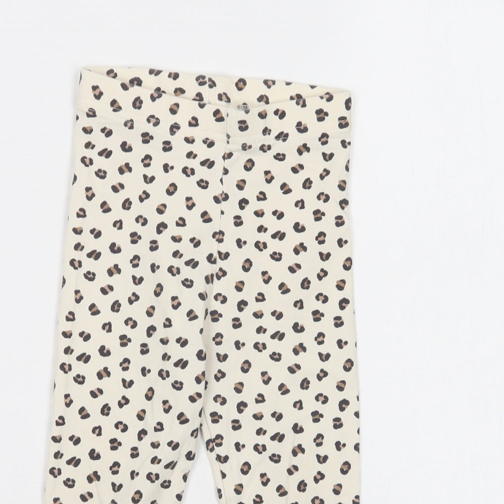 George Girls Ivory Animal Print Cotton Jegging Trousers Size 2-3 Years  Regular  - Leggings