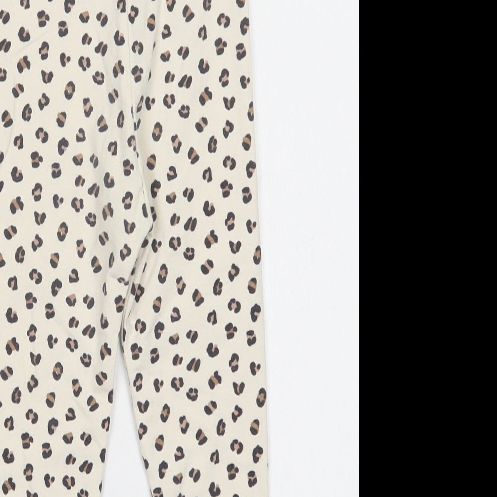 George Girls Ivory Animal Print Cotton Jegging Trousers Size 2-3 Years  Regular  - Leggings