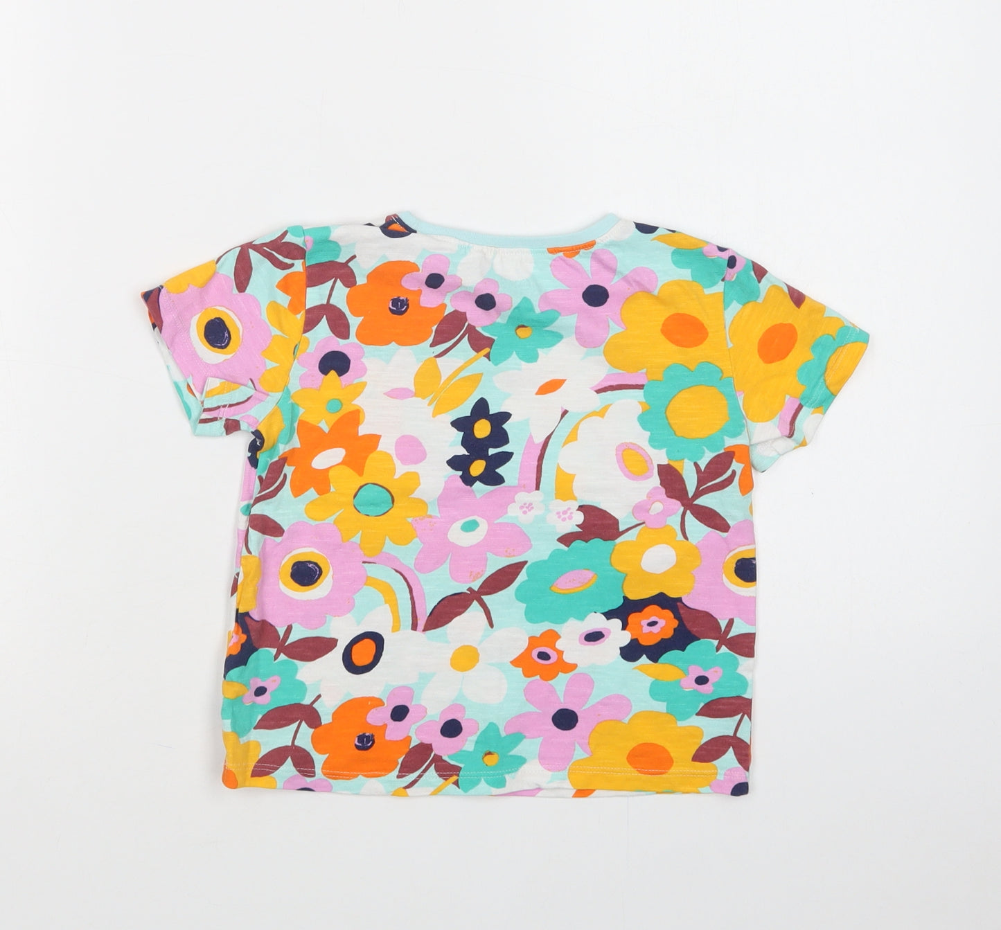 NEXT Girls Multicoloured Floral Cotton Basic T-Shirt Size 2-3 Years Crew Neck