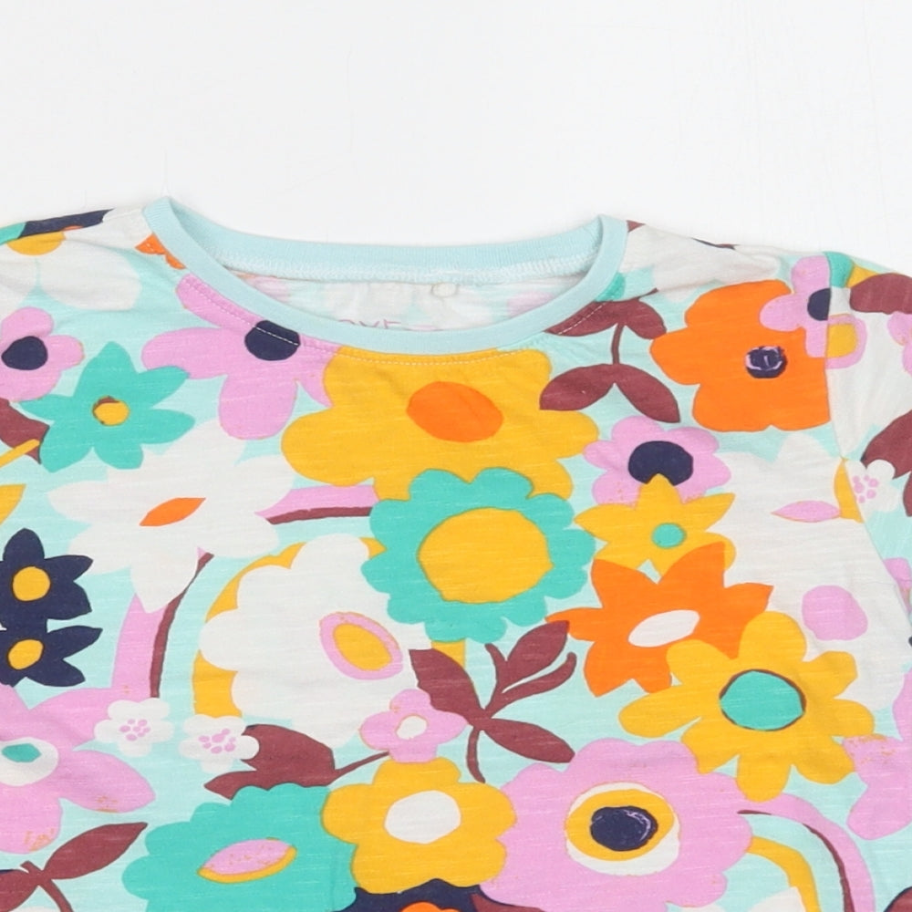 NEXT Girls Multicoloured Floral Cotton Basic T-Shirt Size 2-3 Years Crew Neck