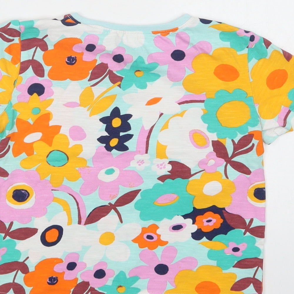 NEXT Girls Multicoloured Floral Cotton Basic T-Shirt Size 2-3 Years Crew Neck
