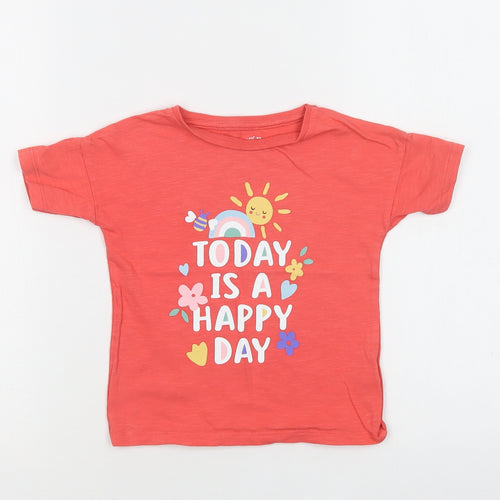 F&F Baby Pink  Cotton Basic Polo Size 18-24 Months Crew Neck  - Happy Day