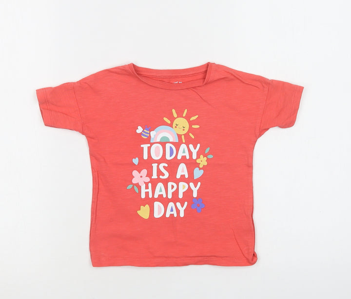 F&F Baby Pink  Cotton Basic Polo Size 18-24 Months Crew Neck  - Happy Day