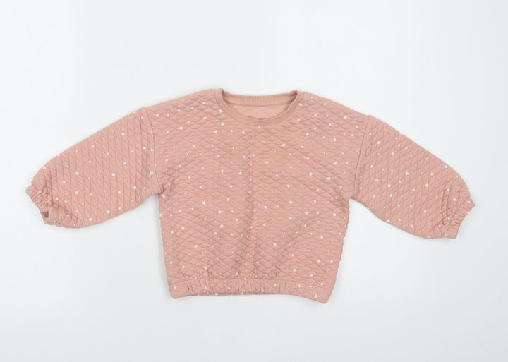 Matalan Girls Pink Floral Polyester Pullover Sweatshirt Size 2-3 Years