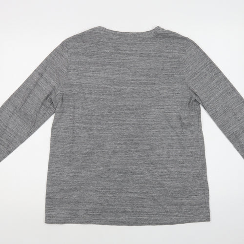 M&S Womens Grey  Polyacrylate Fibre Basic Blouse Size 16 Crew Neck