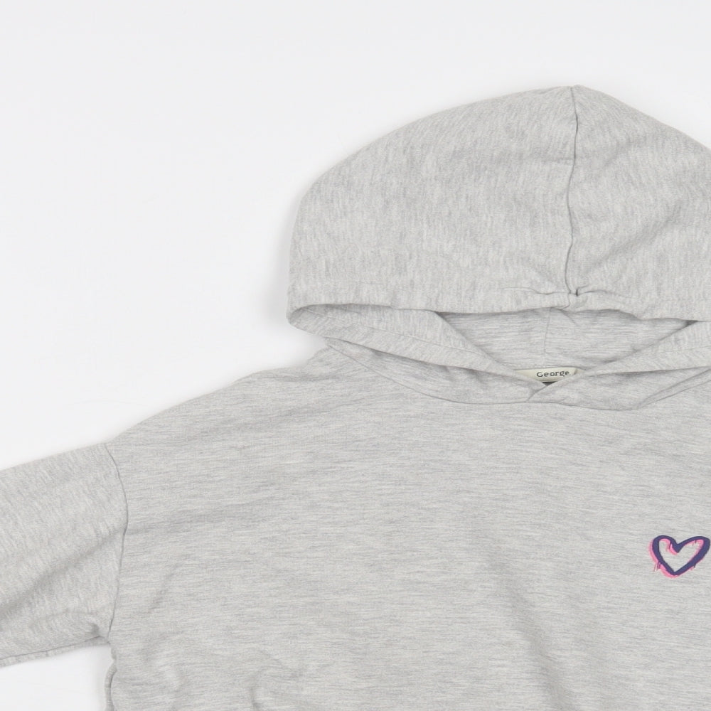 George Girls Grey  Polyester Pullover Hoodie Size 6-7 Years