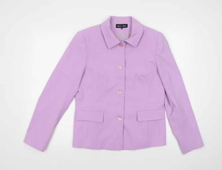Warp + Weft Womens Purple Jacket Blazer Size 14 Button