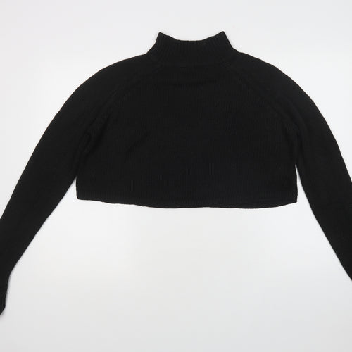 QED Womens Black Mock Neck  Acrylic Pullover Jumper Size M