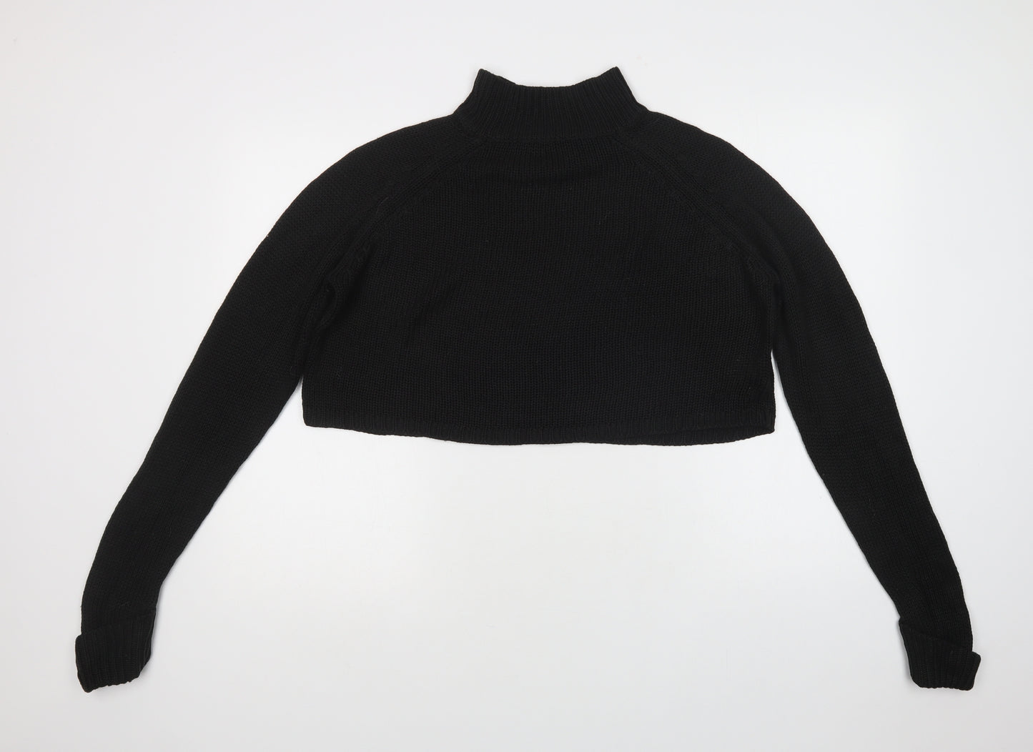 QED Womens Black Mock Neck  Acrylic Pullover Jumper Size M
