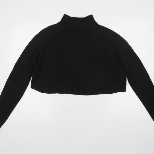 QED Womens Black Mock Neck  Acrylic Pullover Jumper Size M