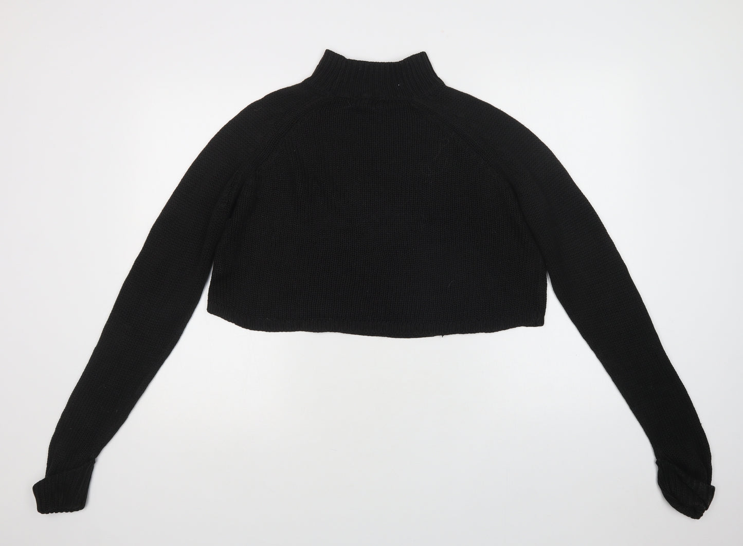 QED Womens Black Mock Neck  Acrylic Pullover Jumper Size M