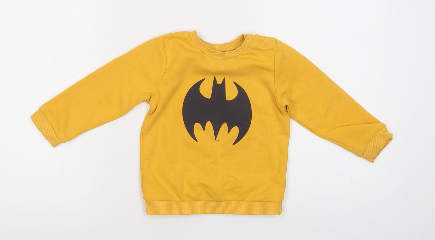 F&F Baby Yellow  Cotton Pullover Jumper Size 18-24 Months  Snap - Batman