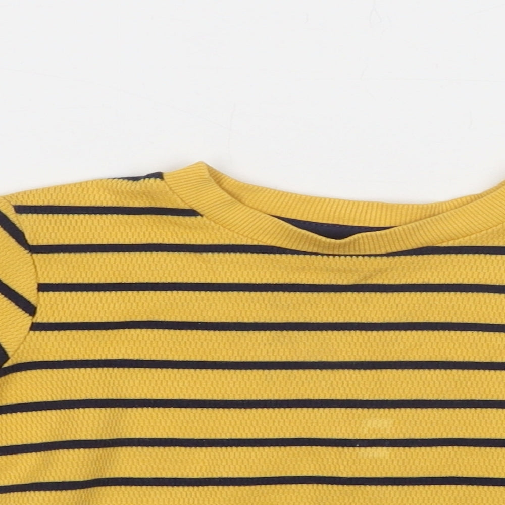 Dunnes Stores Baby Yellow Striped Cotton Basic Blouse Size 18-24 Months Crew Neck