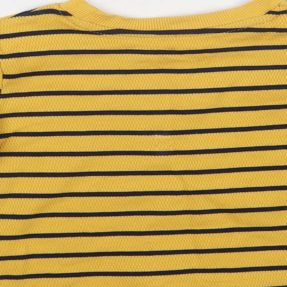 Dunnes Stores Baby Yellow Striped Cotton Basic Blouse Size 18-24 Months Crew Neck