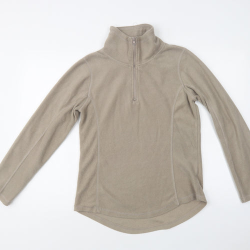 Real Clothing Womens Beige  Polyester Henley Sweatshirt Size S  Zip