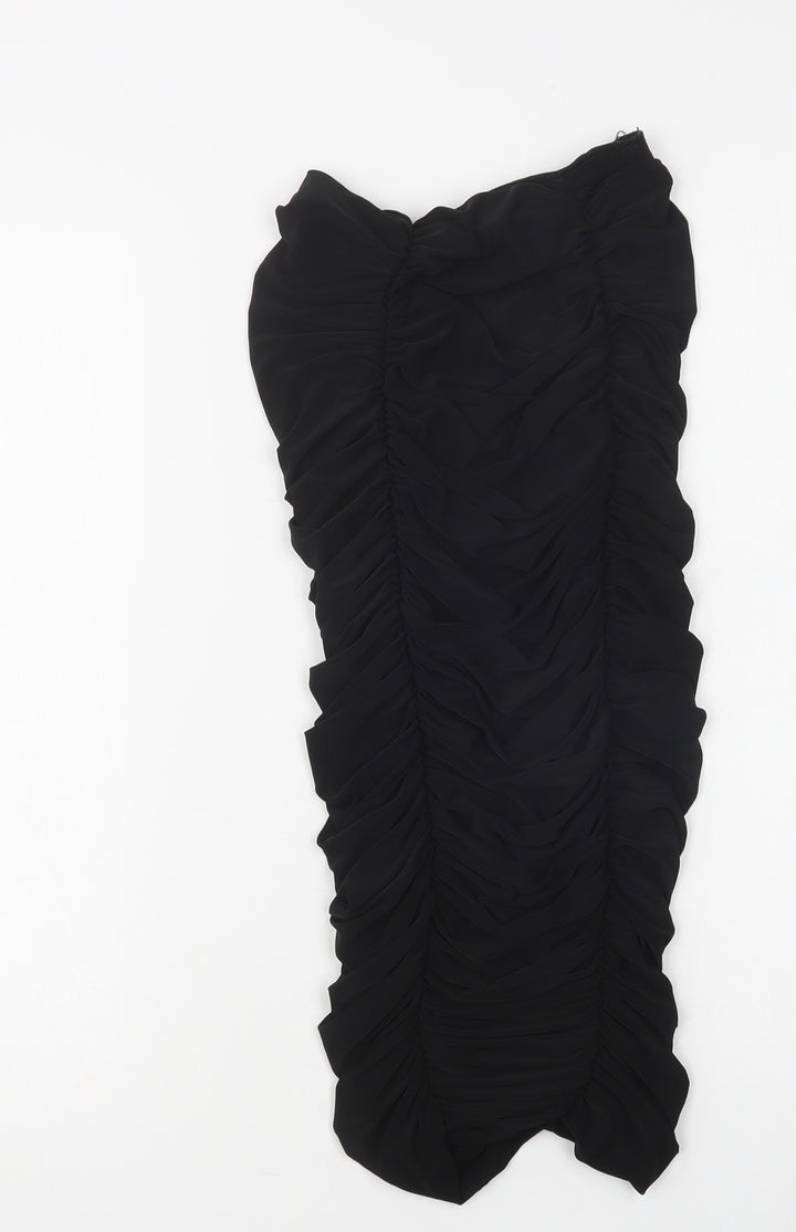 PRETTYLITTLETHING Womens Black Polyester Bodycon Size 6 Off the Shoulder