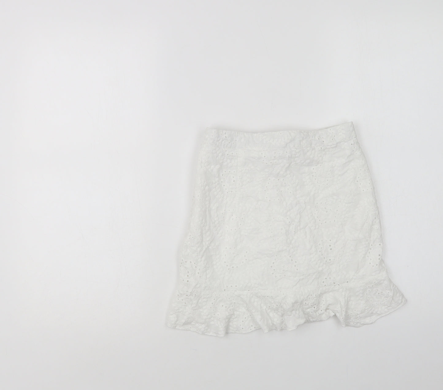 Missguided Womens White  Cotton Mini Skirt Size 6   Zip