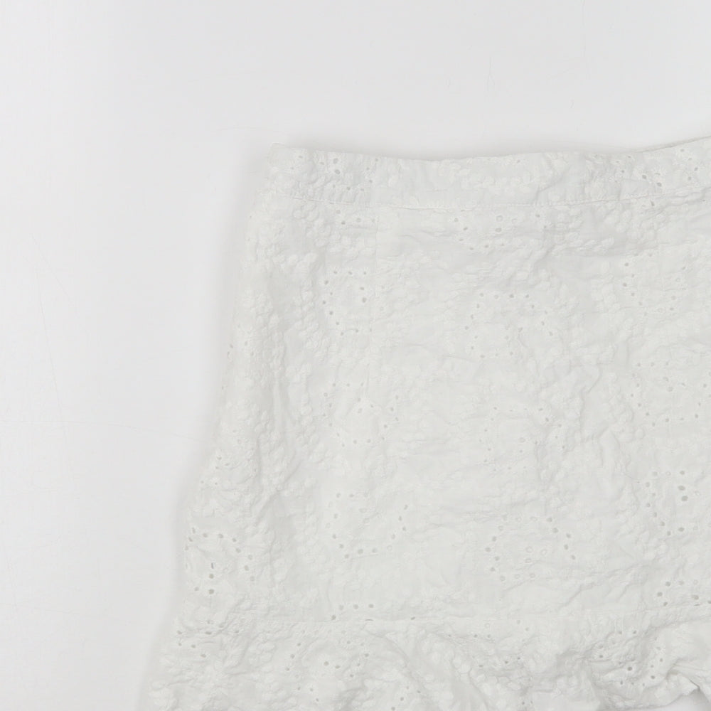 Missguided Womens White  Cotton Mini Skirt Size 6   Zip