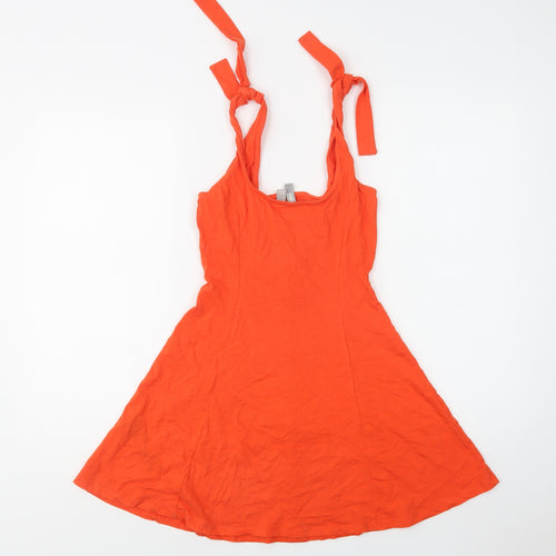 ASOS Womens Orange  Cotton Fit & Flare  Size 6  Round Neck