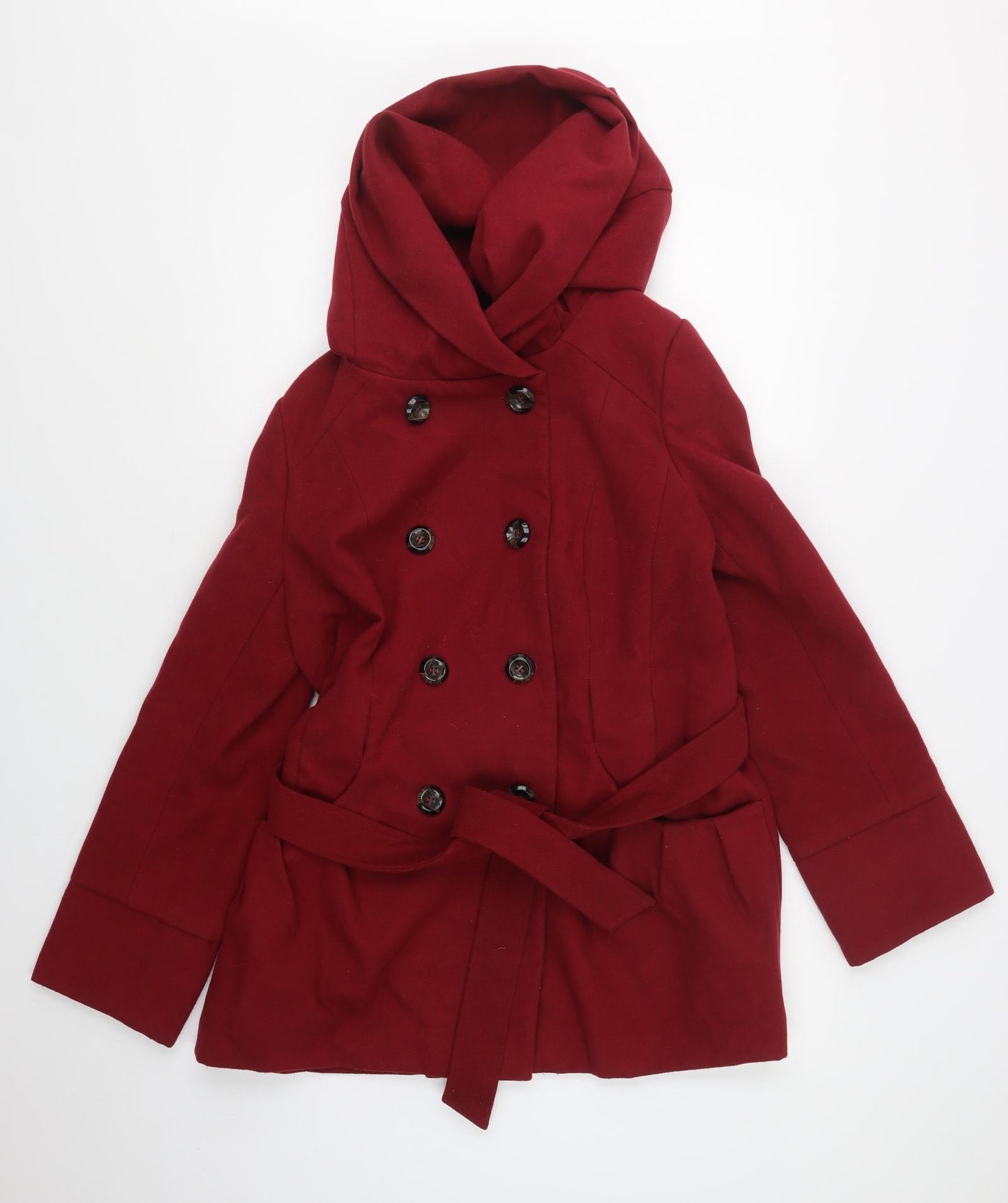 New Look Womens Red   Pea Coat Coat Size 16  Button