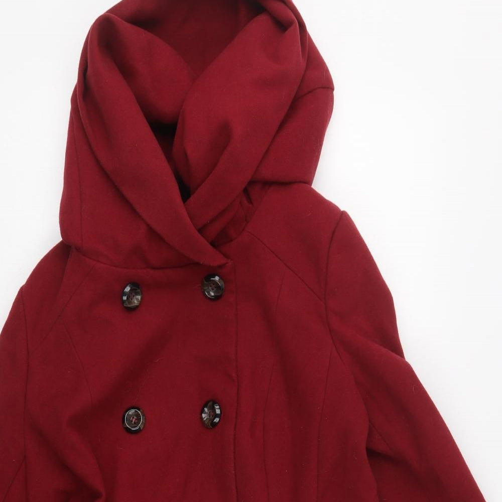 New Look Womens Red   Pea Coat Coat Size 16  Button