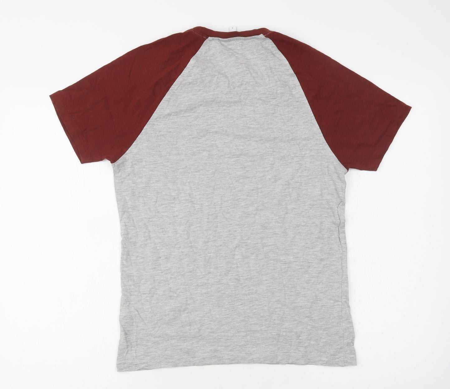 NEXT Mens Grey Colourblock Cotton  T-Shirt Size S Crew Neck