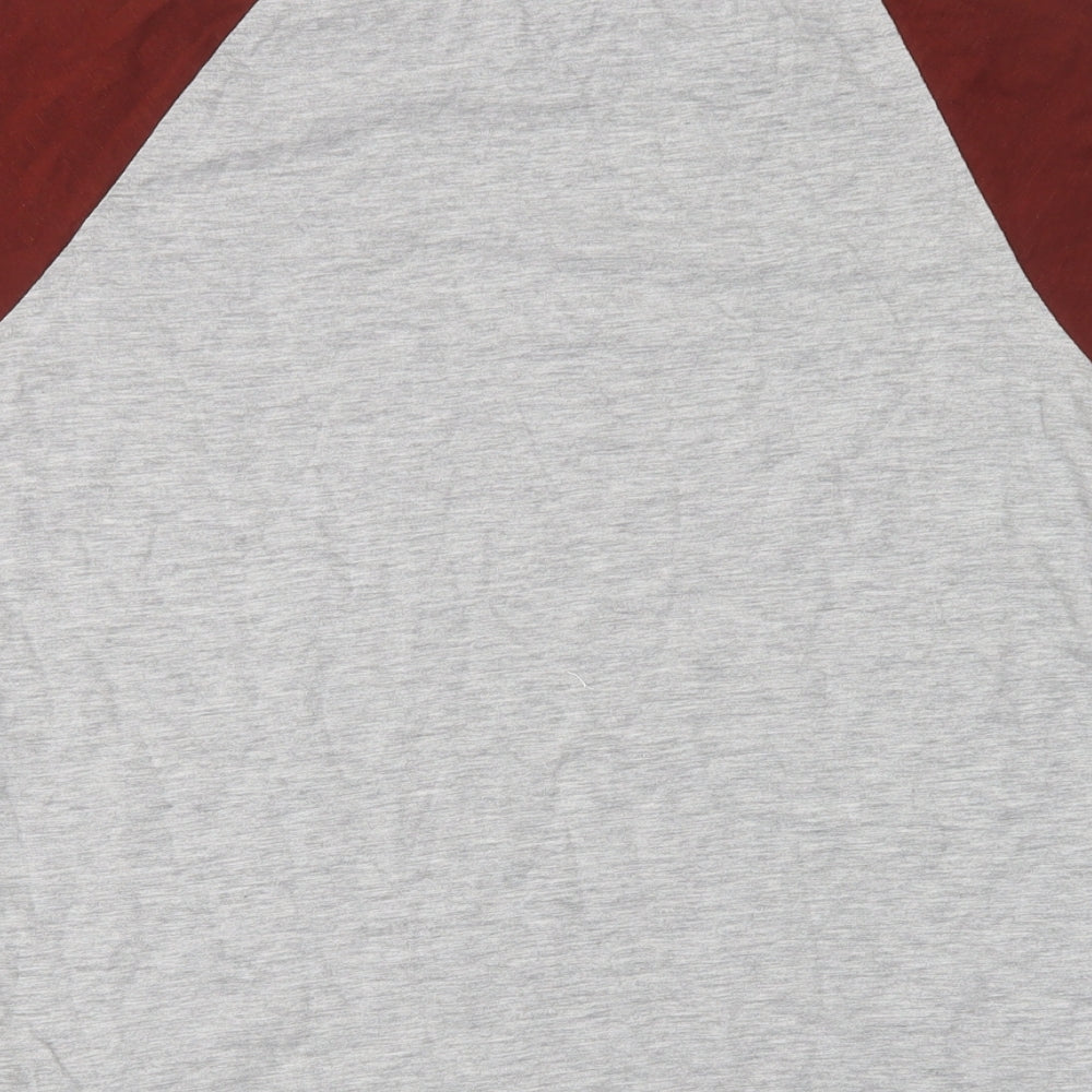 NEXT Mens Grey Colourblock Cotton  T-Shirt Size S Crew Neck