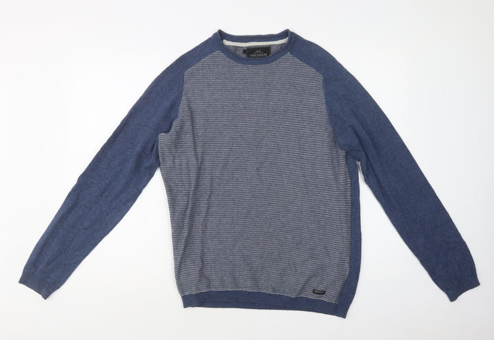 Threadbare Mens Blue Crew Neck Cotton Pullover Jumper Size M