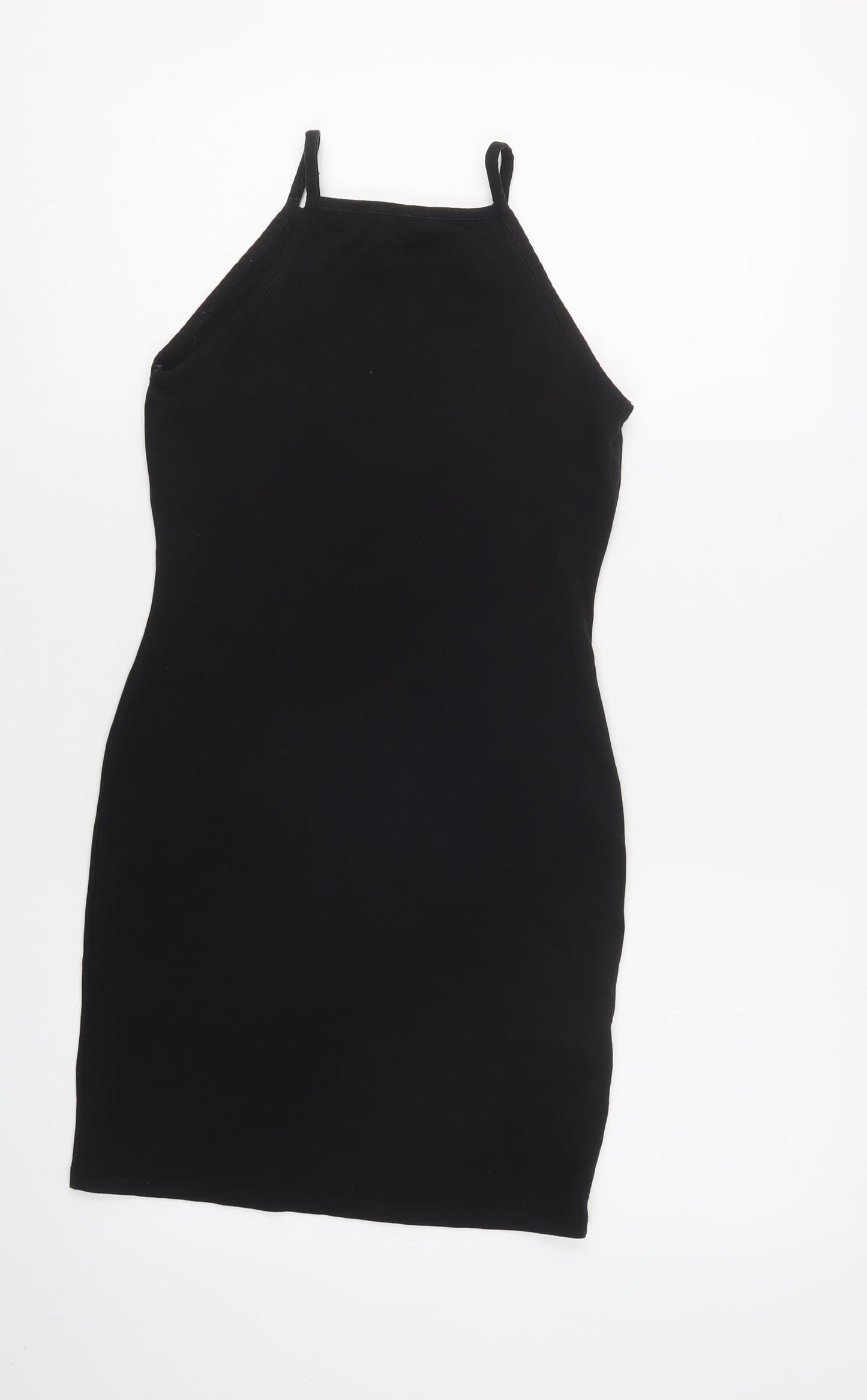 Miss Selfridge Womens Black  Cotton Tank Dress  Size 8  Square Neck