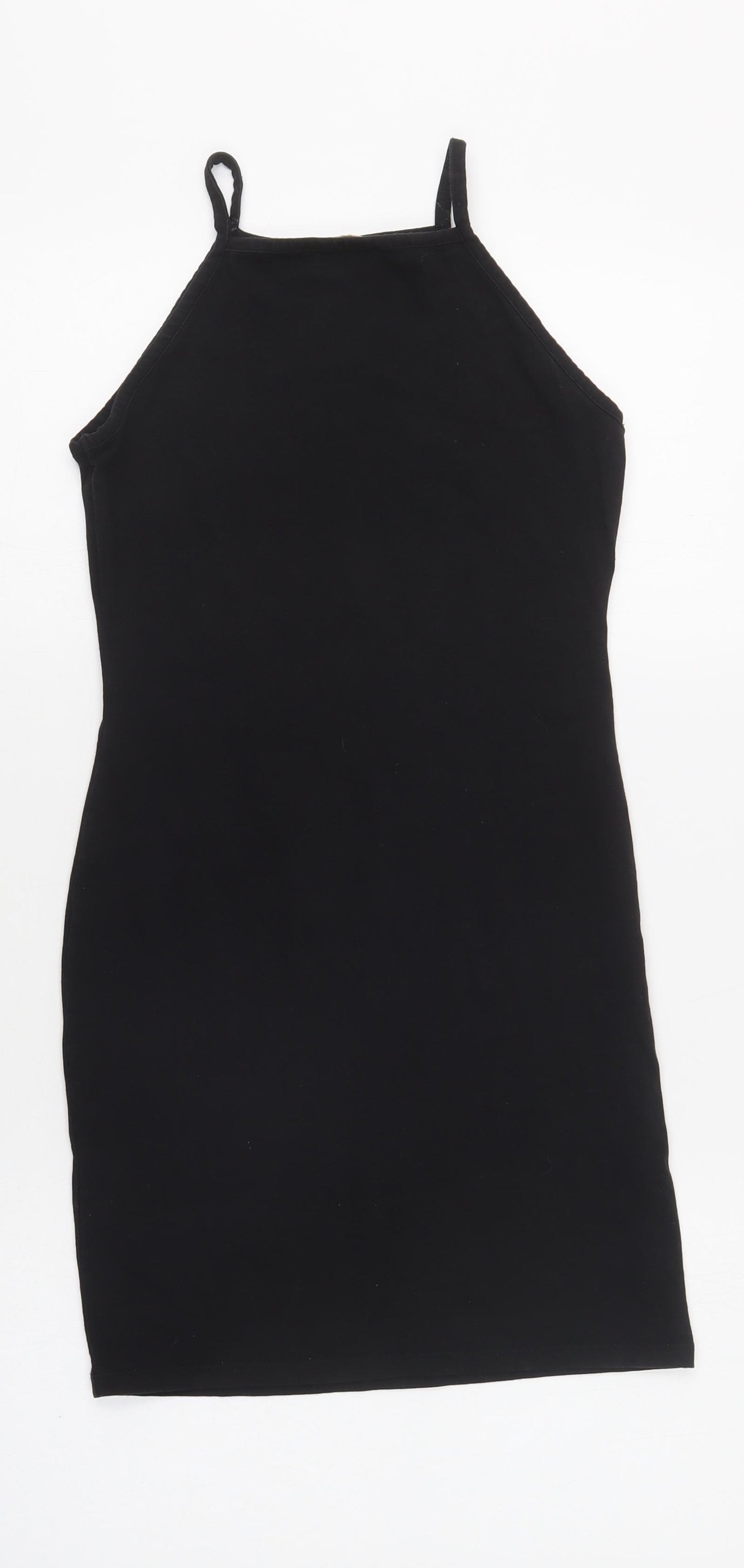 Miss Selfridge Womens Black  Cotton Tank Dress  Size 8  Square Neck