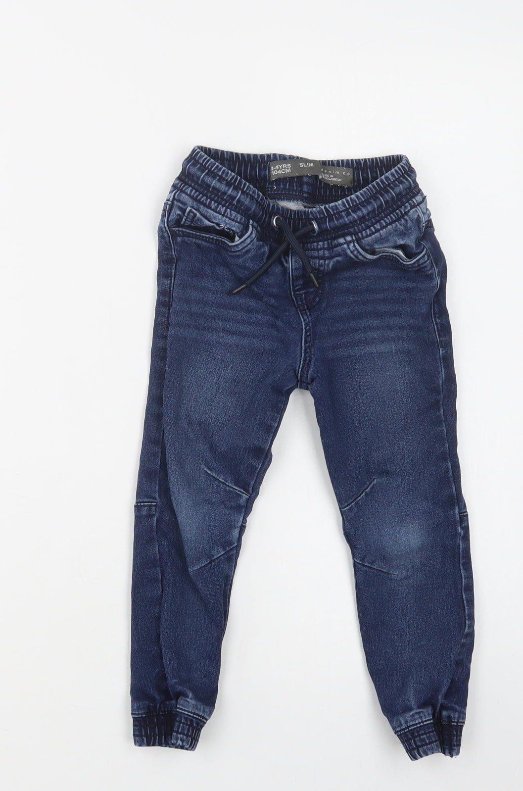 Primark Boys Blue  Cotton Tapered Jeans Size 3-4 Years  Regular Drawstring