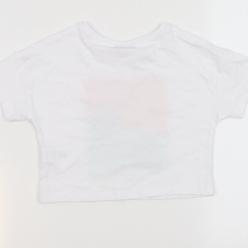 Matalan Girls White  100% Cotton Cropped T-Shirt Size 6 Years Round Neck Pullover - Aloha summer