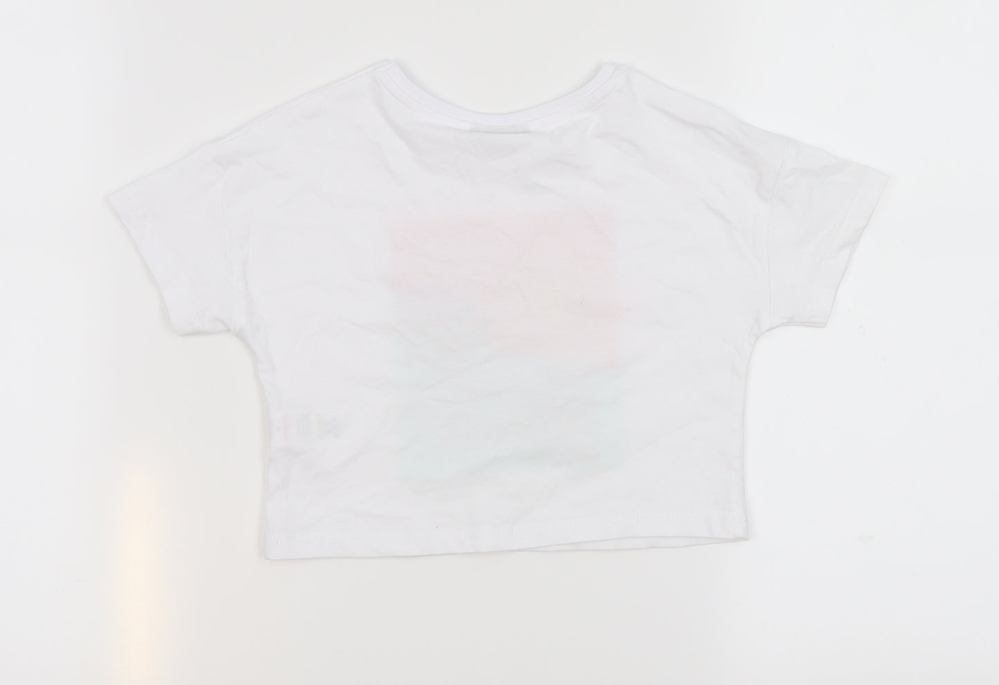 Matalan Girls White  100% Cotton Cropped T-Shirt Size 6 Years Round Neck Pullover - Aloha summer