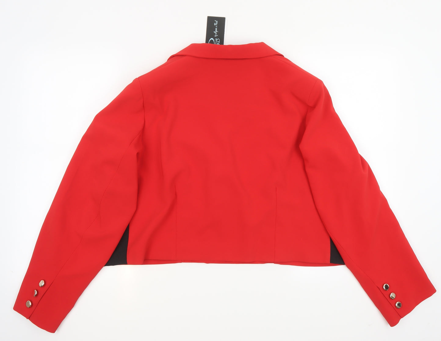 Agnes & Paul Womens Red   Jacket Blazer Size 20  Button - Black Panel