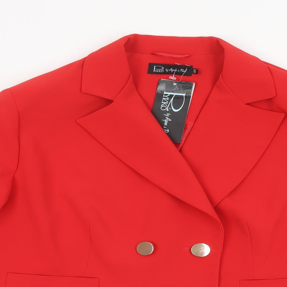 Agnes & Paul Womens Red   Jacket Blazer Size 20  Button - Black Panel