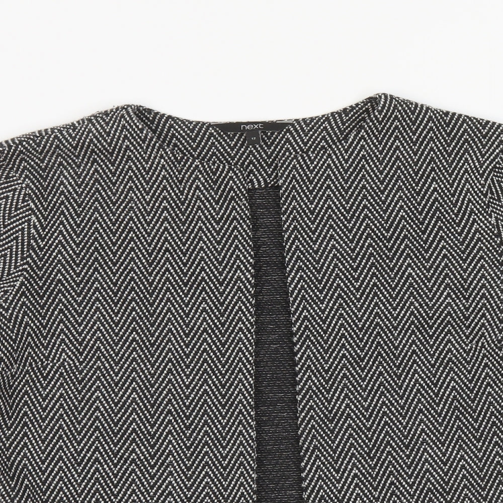 NEXT Womens Black Round Neck Striped Polyester Cardigan Jumper Size 12