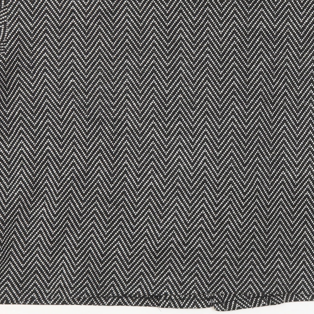 NEXT Womens Black Round Neck Striped Polyester Cardigan Jumper Size 12